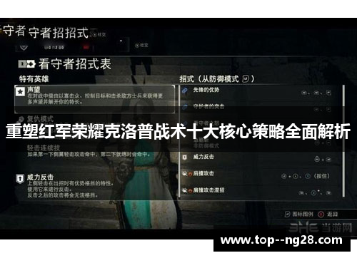 重塑红军荣耀克洛普战术十大核心策略全面解析